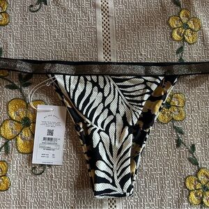 Maaji Black and White Leaf Bikini Bottom